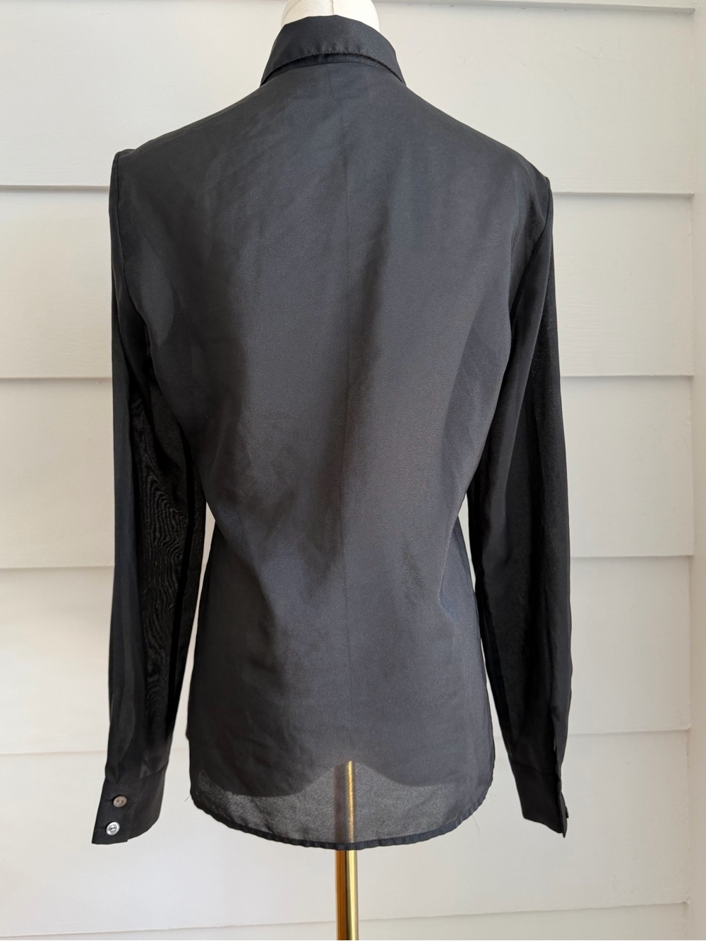 A/X Armani Exchange Women’s Black Sheer Shirt Velvet Trim size S - Picture 3 of 6
